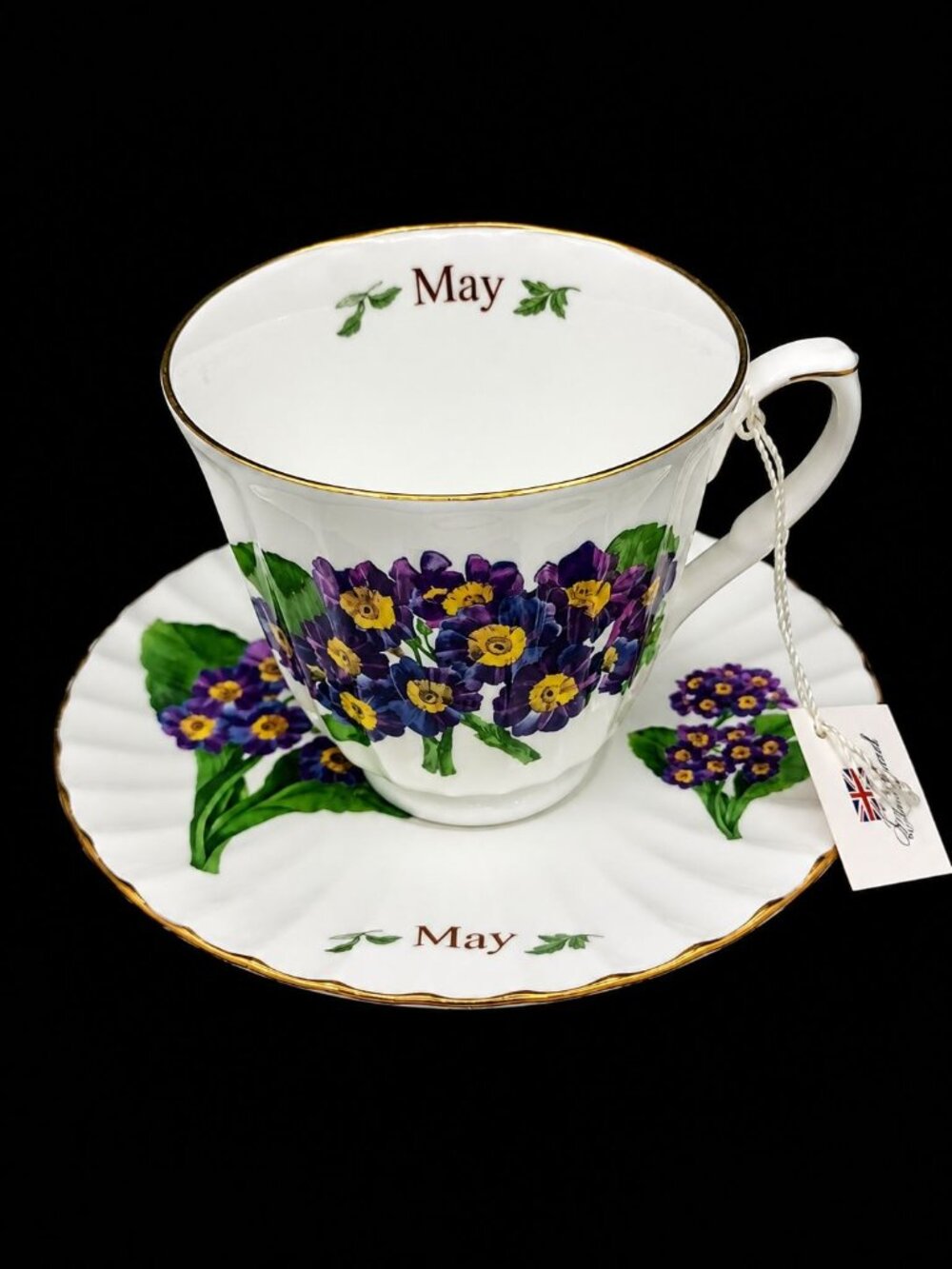 Vintage Royal Patrician May Purple Primrose Teacup & Saucer Made in England